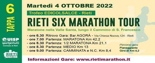 Rieti Six Marathon Tour (Tappa 6 ~ Maratona)